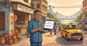 Kolkata business owner checking his website ranking on Google — on-page SEO guide Kolkata