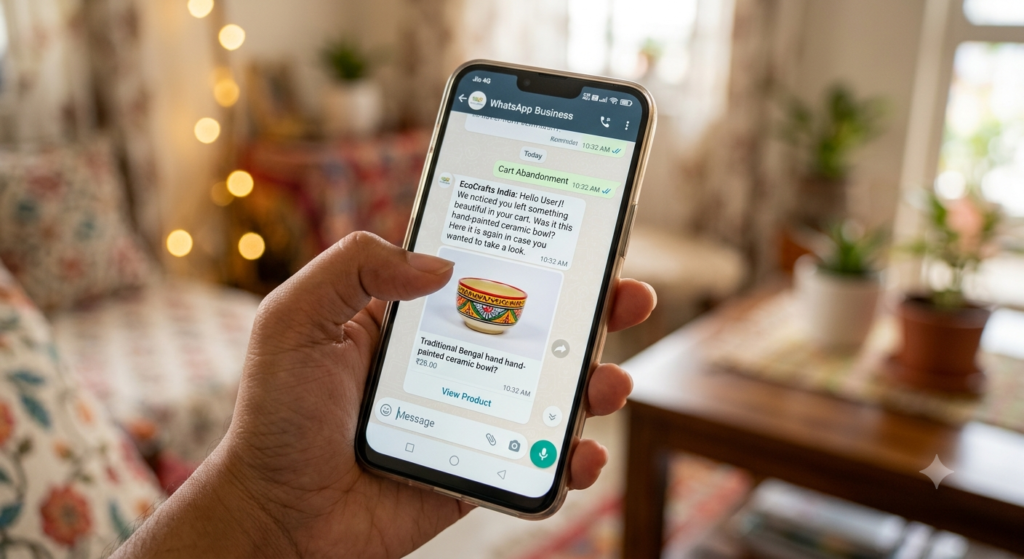 WhatsApp cart recovery message for online store Kolkata